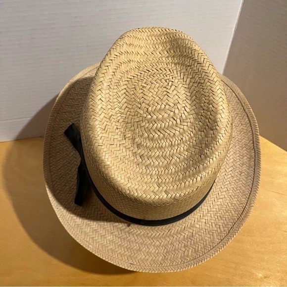 Straw Fedora Hat Trilby Cuban Sun Cap Summer Beach Sun Panama Short Brim Mens OS - Picture 4 of 7